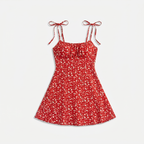 Women's Floral Print Tie Strap Mini Dress