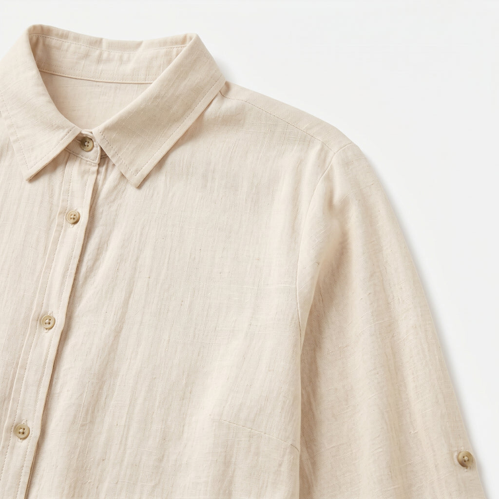 Women's Oversized Button Down Linen Shirt Dress