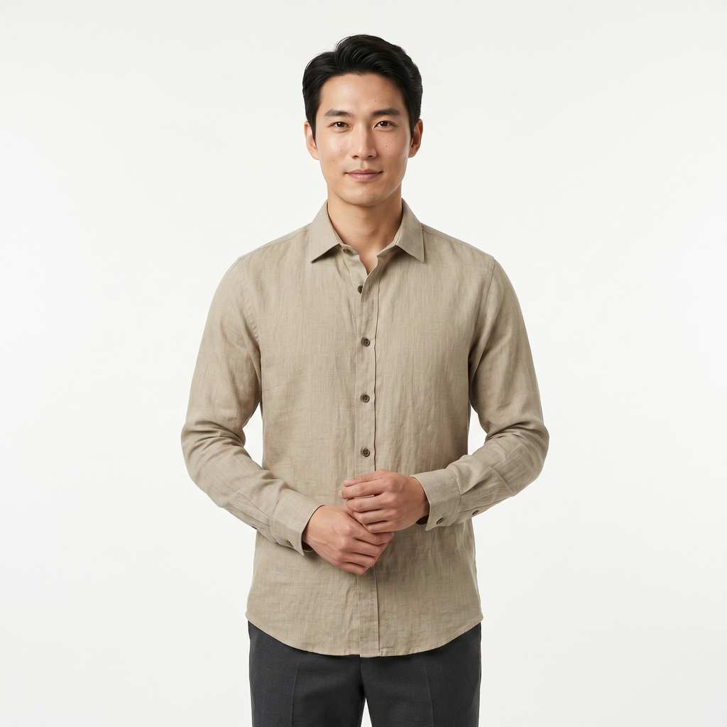 Men's Long Sleeve Cotton Button Down Shirt