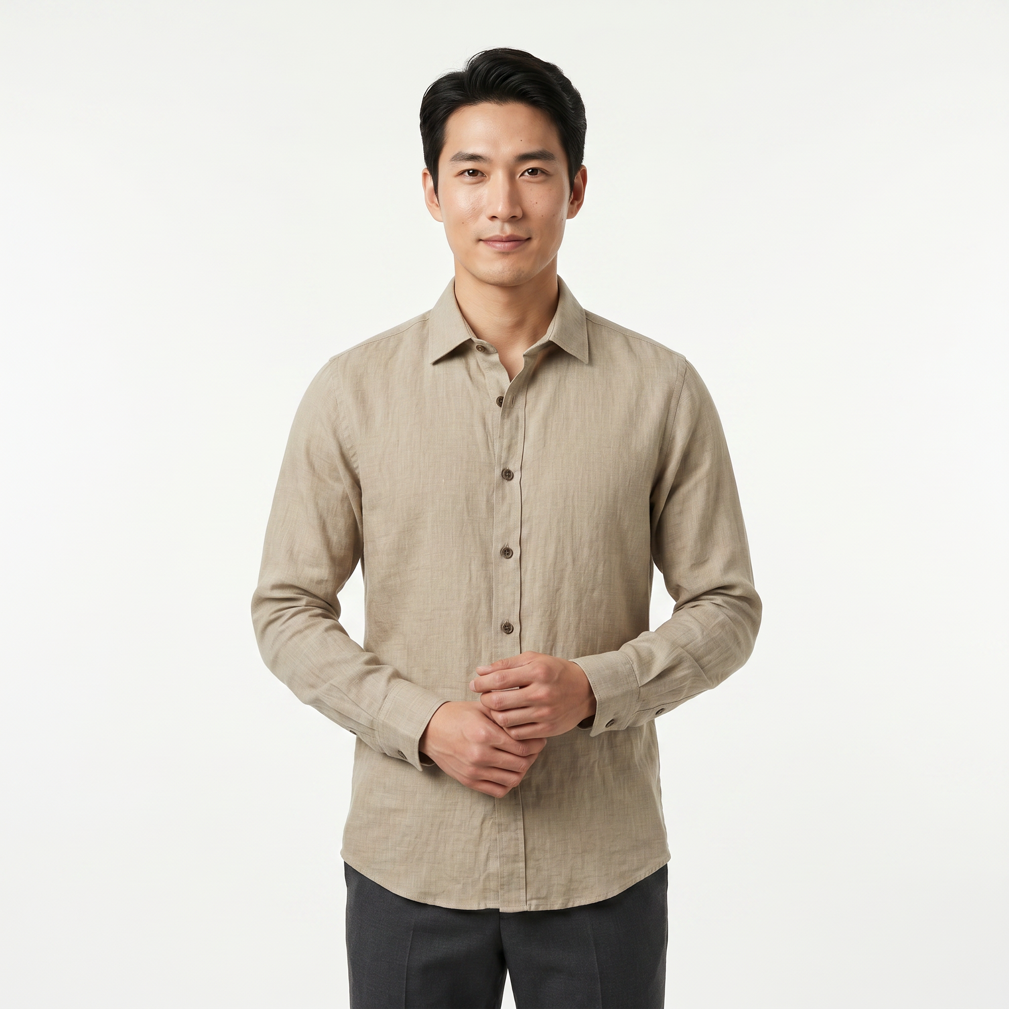 Men's Long Sleeve Cotton Button Down Shirt