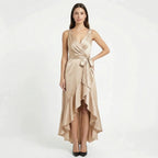 Women's Elegant Sleeveless Wrap Midi Dress