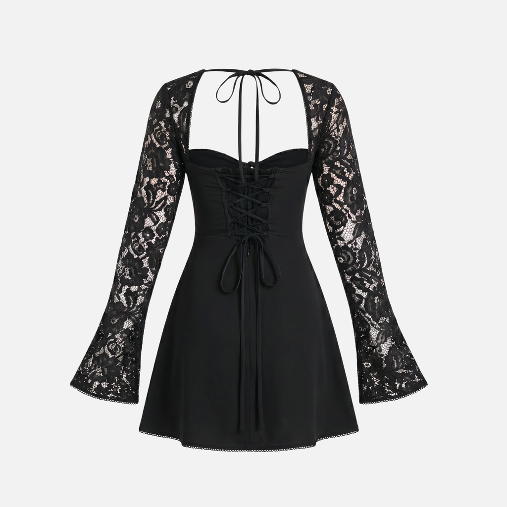 Women's Long Sleeve Lace Mini Dress