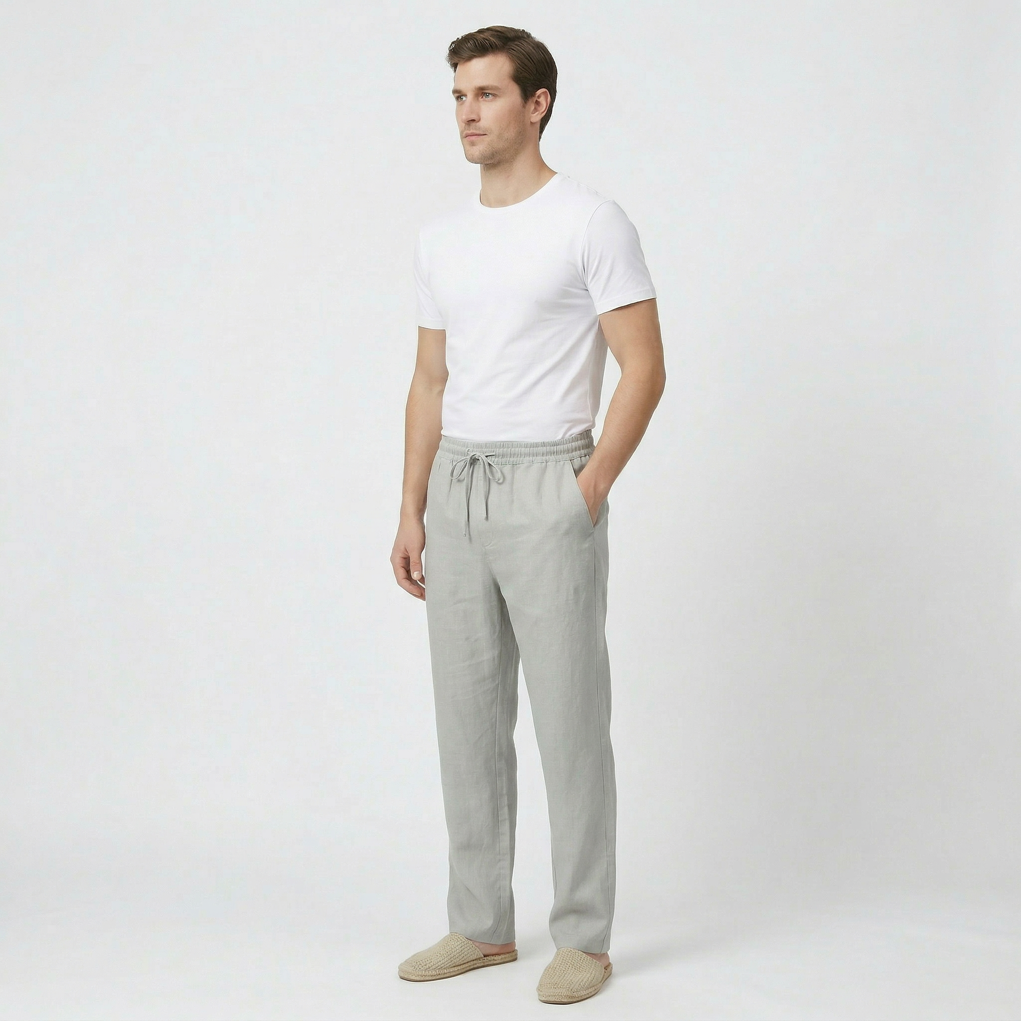 Birchbourne - Men’s Linen Elastic Waist Wide Leg Pants