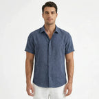 Men's Cotton-Linen Short Sleeve Shirt