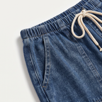 Women's Denim Short Sleeve Shirt and Shorts Two Piece Set