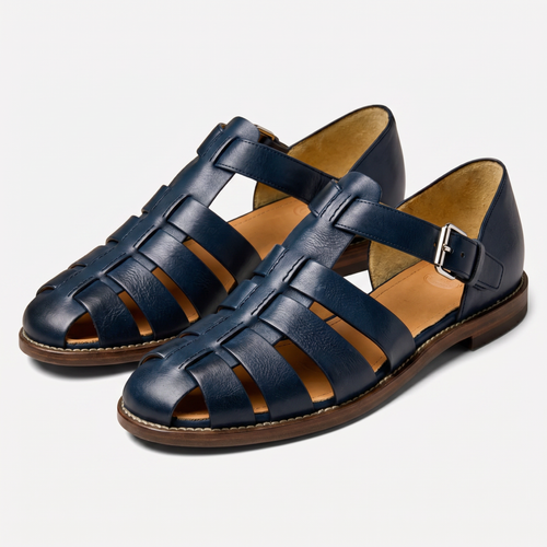 Men's Leather Closed Toe Fisherman Sandals