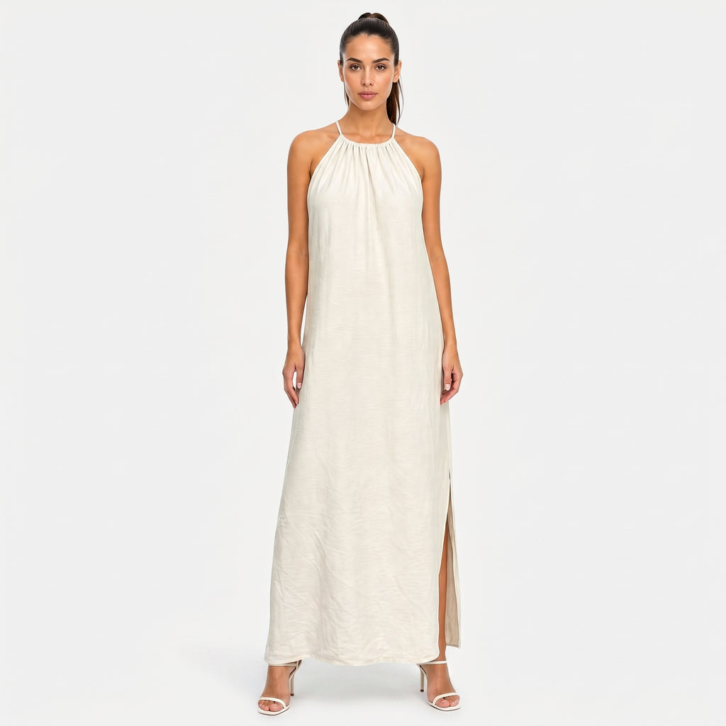 Women's Halter Neck Sleeveless Summer Maxi Dress