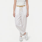 Women's Linen Drawstring Waist Wide Leg Trousers