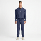 Birchbourne - Men’s Linen Stand Collar Half Button Top and Drawstring Pants Set