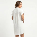 Women's Cotton Gauze Button Down Shirt Midi Dress