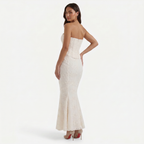 Women's Strapless Lace Corset Maxi Dress
