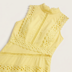 Women's Sleeveless Lace Panel Midi Dress
