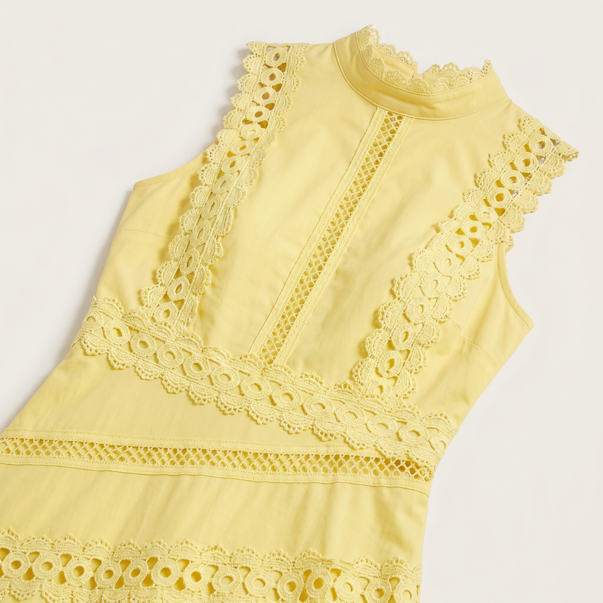Women's Sleeveless Lace Panel Midi Dress