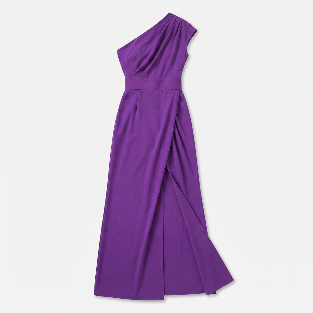 Women's One-Shoulder Maxi Evening Dress -  Asymmetric Neckline