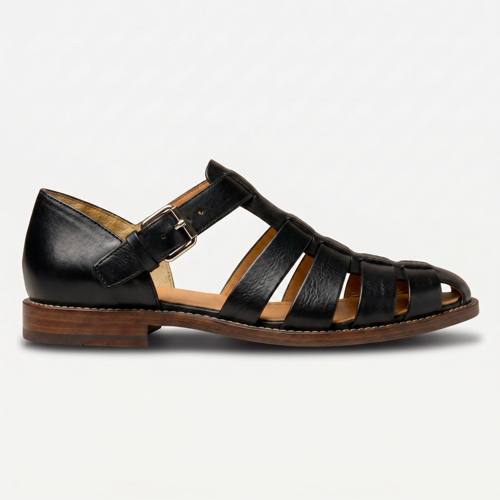 Men's Leather Closed Toe Fisherman Sandals