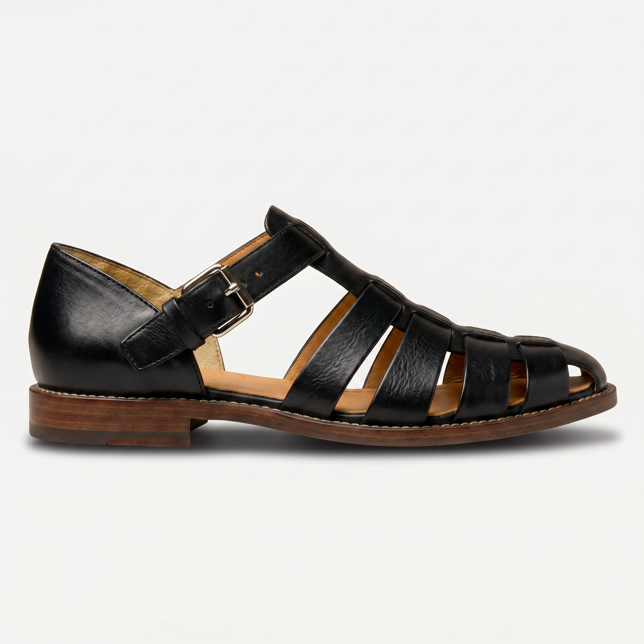Men's Leather Closed Toe Fisherman Sandals