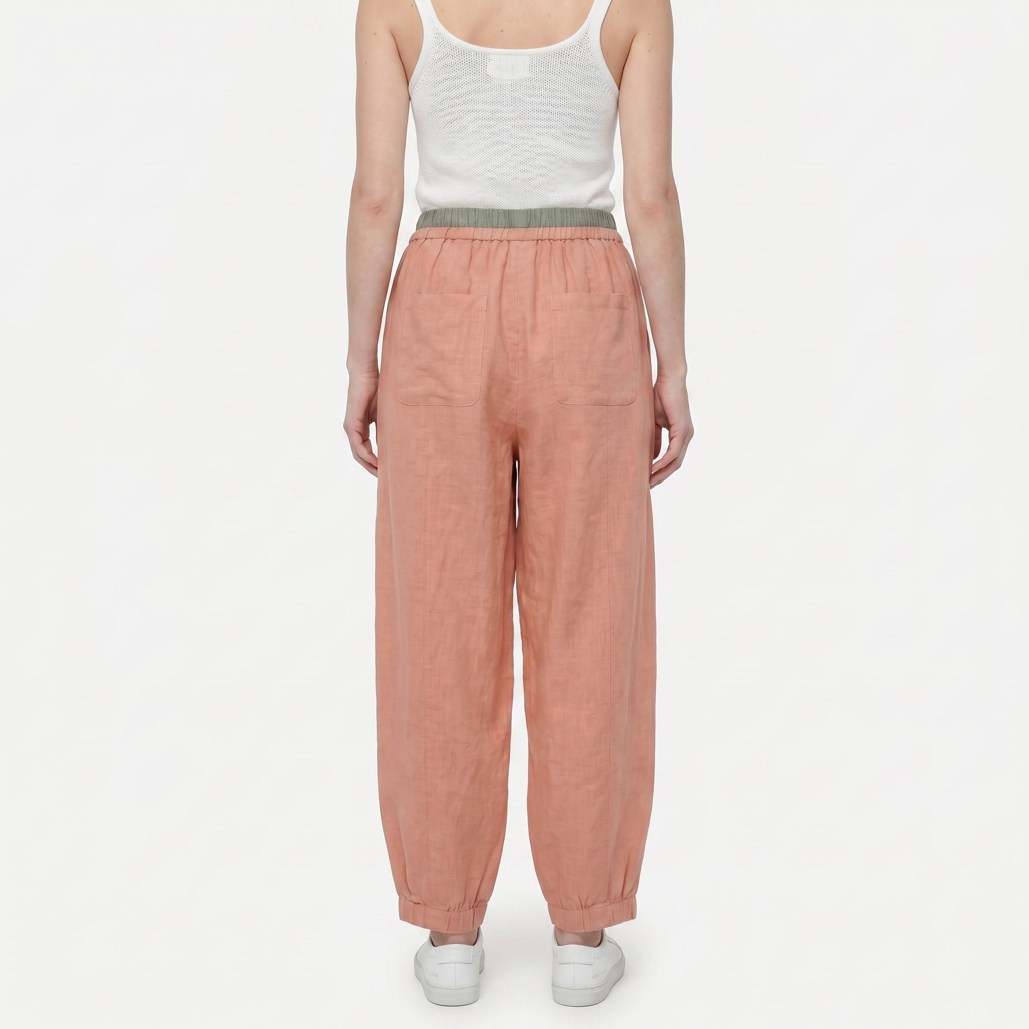 Women's Linen Drawstring Waist Wide Leg Trousers