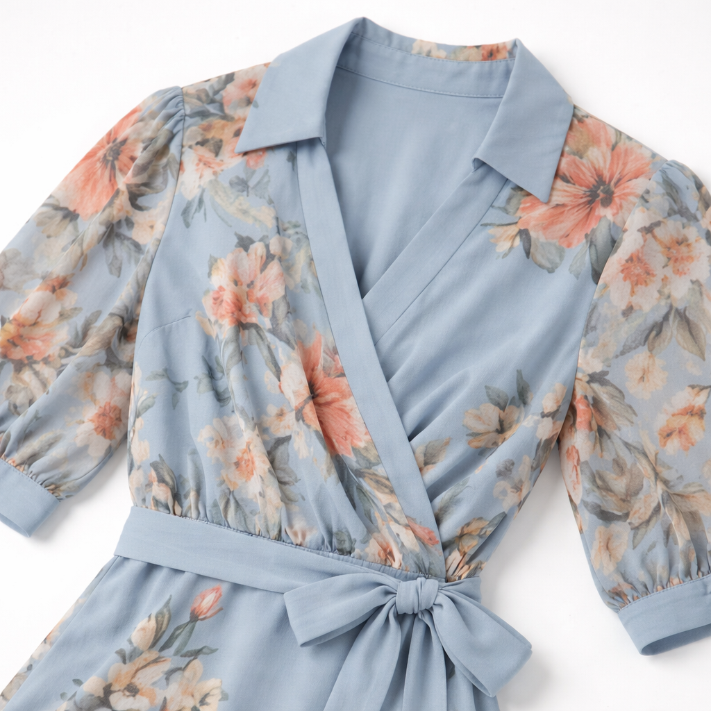 Women's V-neck Floral Wrap Maxi Dress