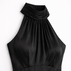 Women's Satin High Neck Bridesmaid Maxi Dress