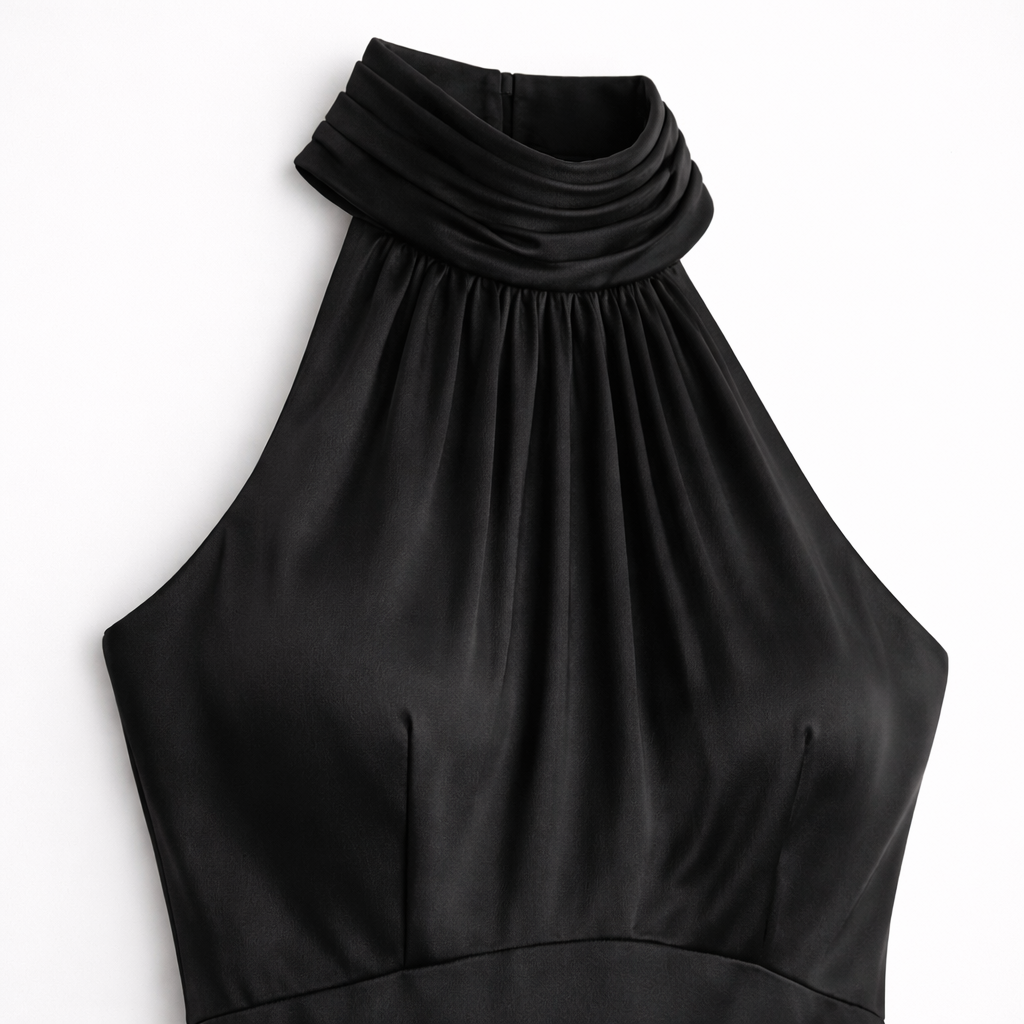 Women's Satin High Neck Bridesmaid Maxi Dress