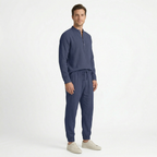 Birchbourne - Men’s Linen Stand Collar Half Button Top and Drawstring Pants Set