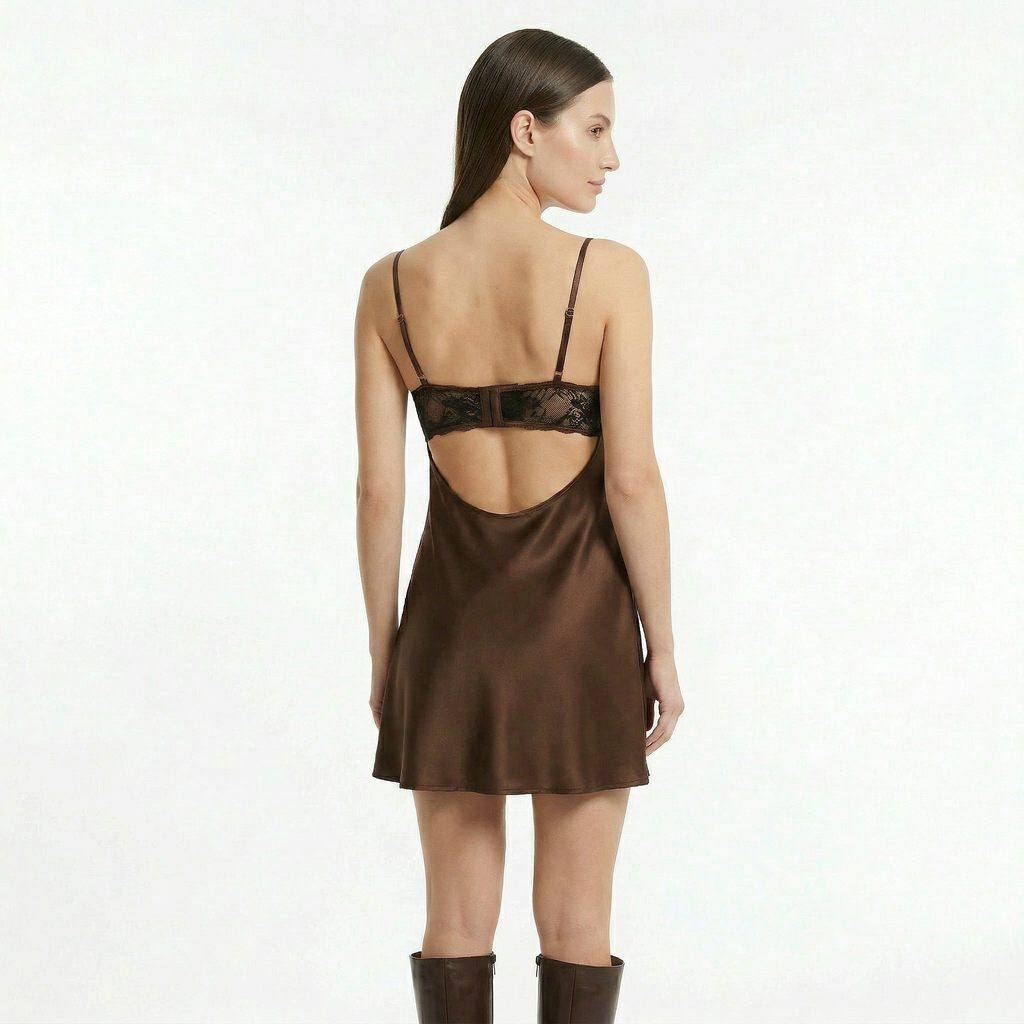 Women's Lace Slip Satin Mini Dress