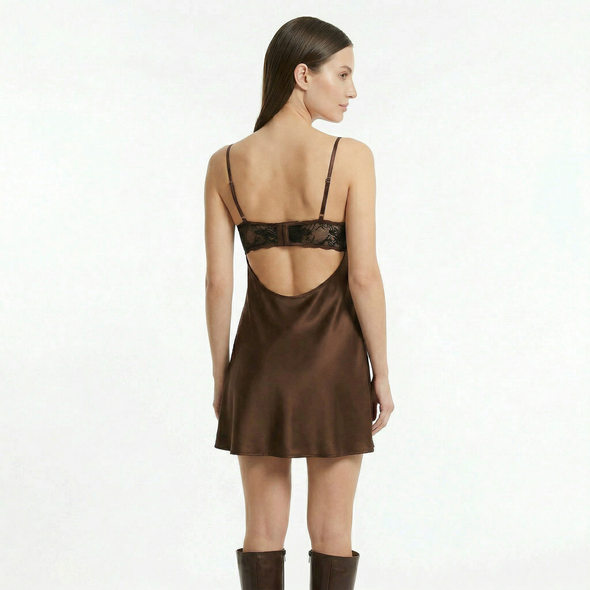 Women's Lace Slip Satin Mini Dress
