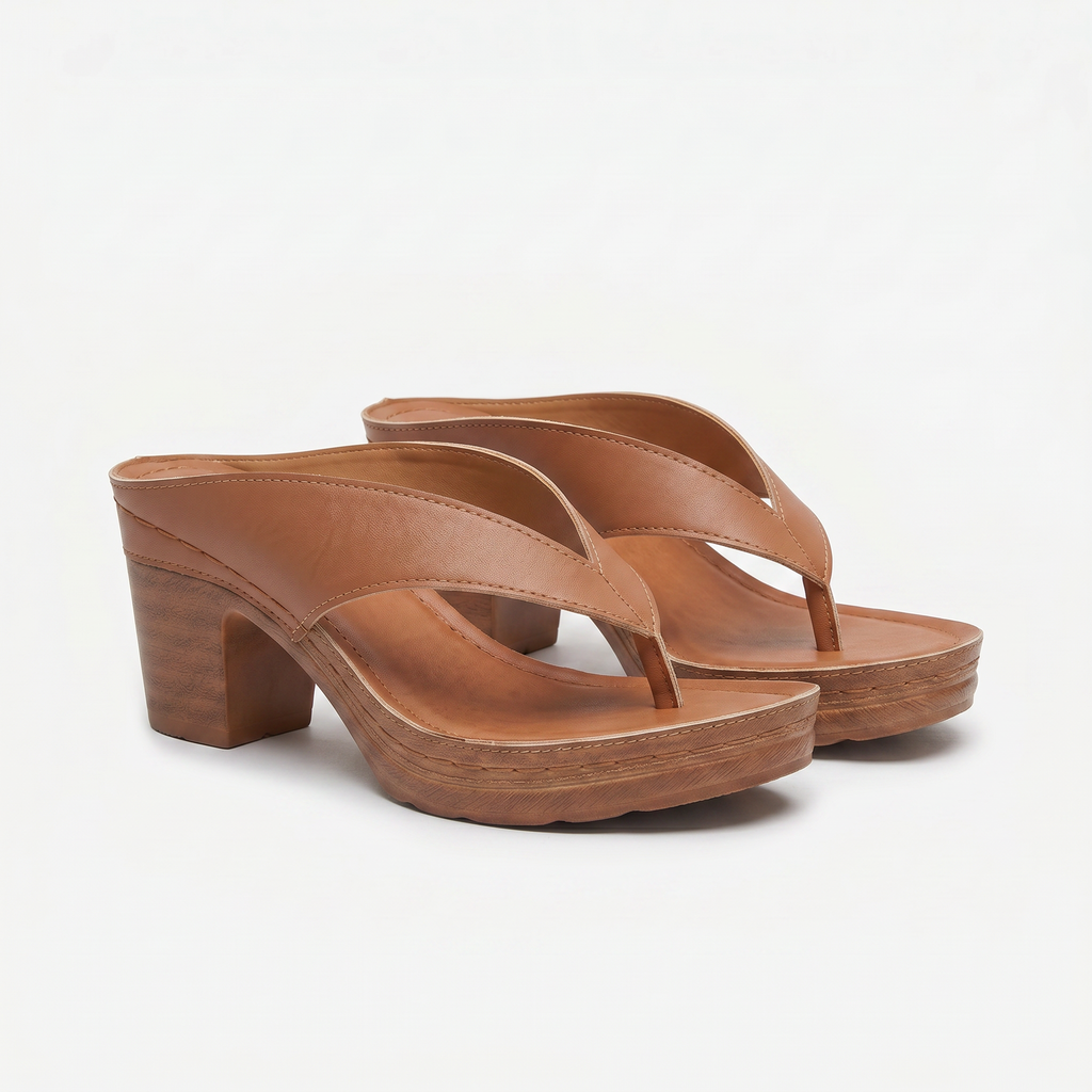Women's Chunky Heel Thong Sandals