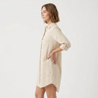 Women's Oversized Button Down Linen Shirt Dress
