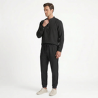 Birchbourne - Men’s Summer Linen Stand Collar Half Button Top and Drawstring Pants Set