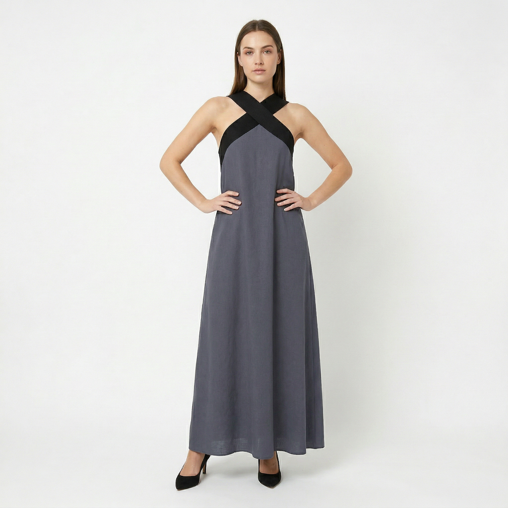 Women's Comfortable Crossed Maxi Dress