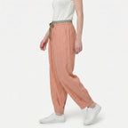 Women's Linen Drawstring Waist Wide Leg Trousers