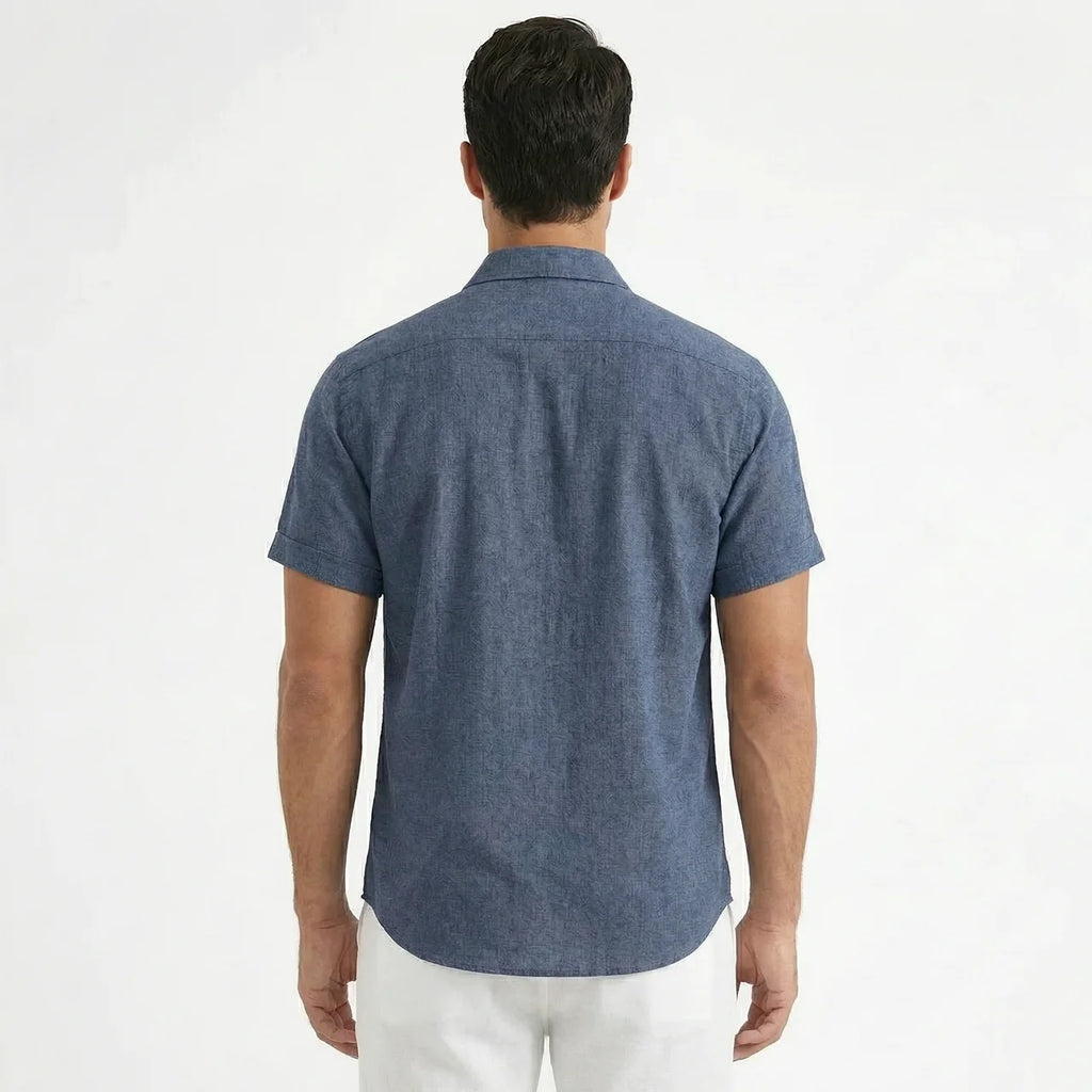 Men's Cotton-Linen Short Sleeve Shirt