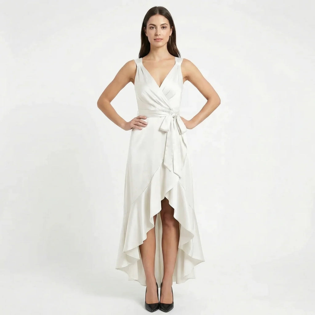 Women's Elegant Sleeveless Wrap Midi Dress