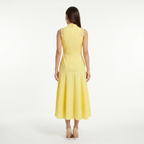 Women's Sleeveless Lace Panel Midi Dress