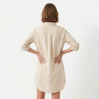 Women's Oversized Button Down Linen Shirt Dress