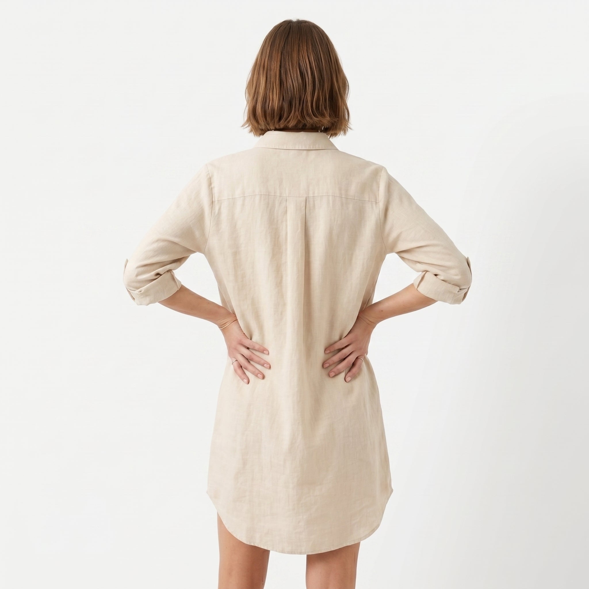 Women's Oversized Button Down Linen Shirt Dress