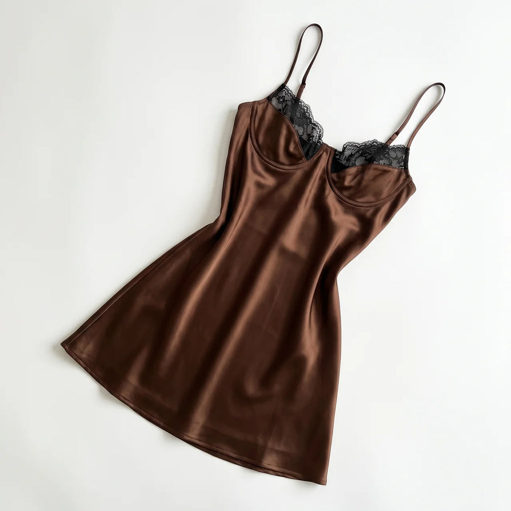 Women's Lace Slip Satin Mini Dress
