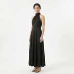 Women's Satin High Neck Bridesmaid Maxi Dress