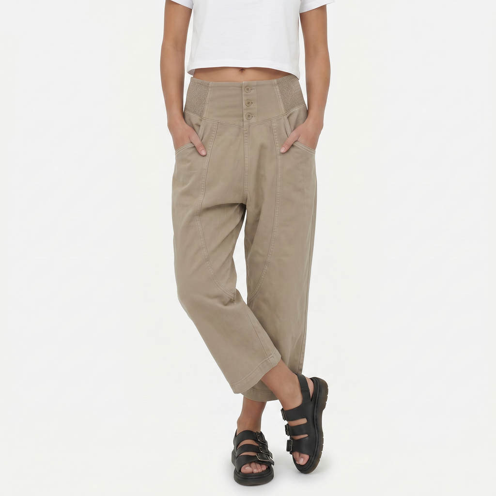 Women's Cotton Linen Wide Leg Trousers