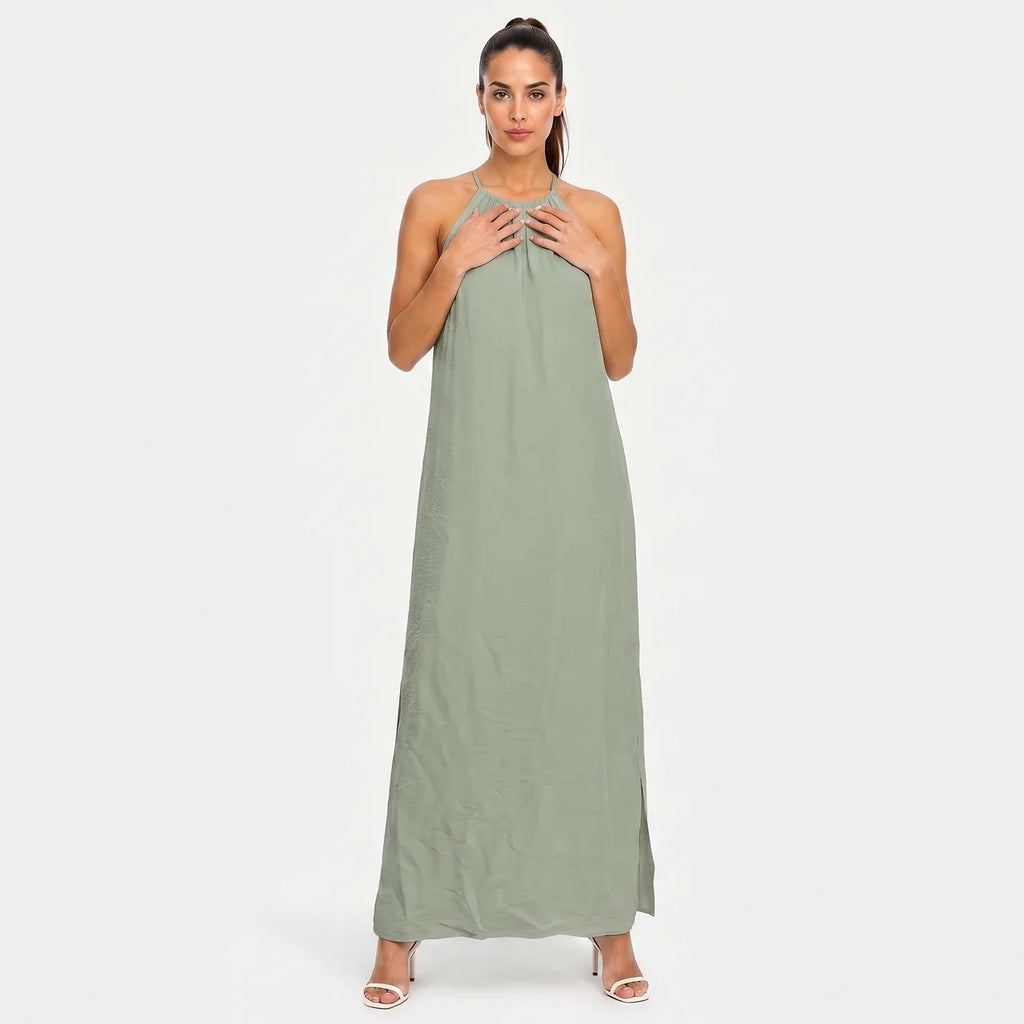Women's Halter Neck Sleeveless Summer Maxi Dress