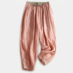 Women's Linen Drawstring Waist Wide Leg Trousers