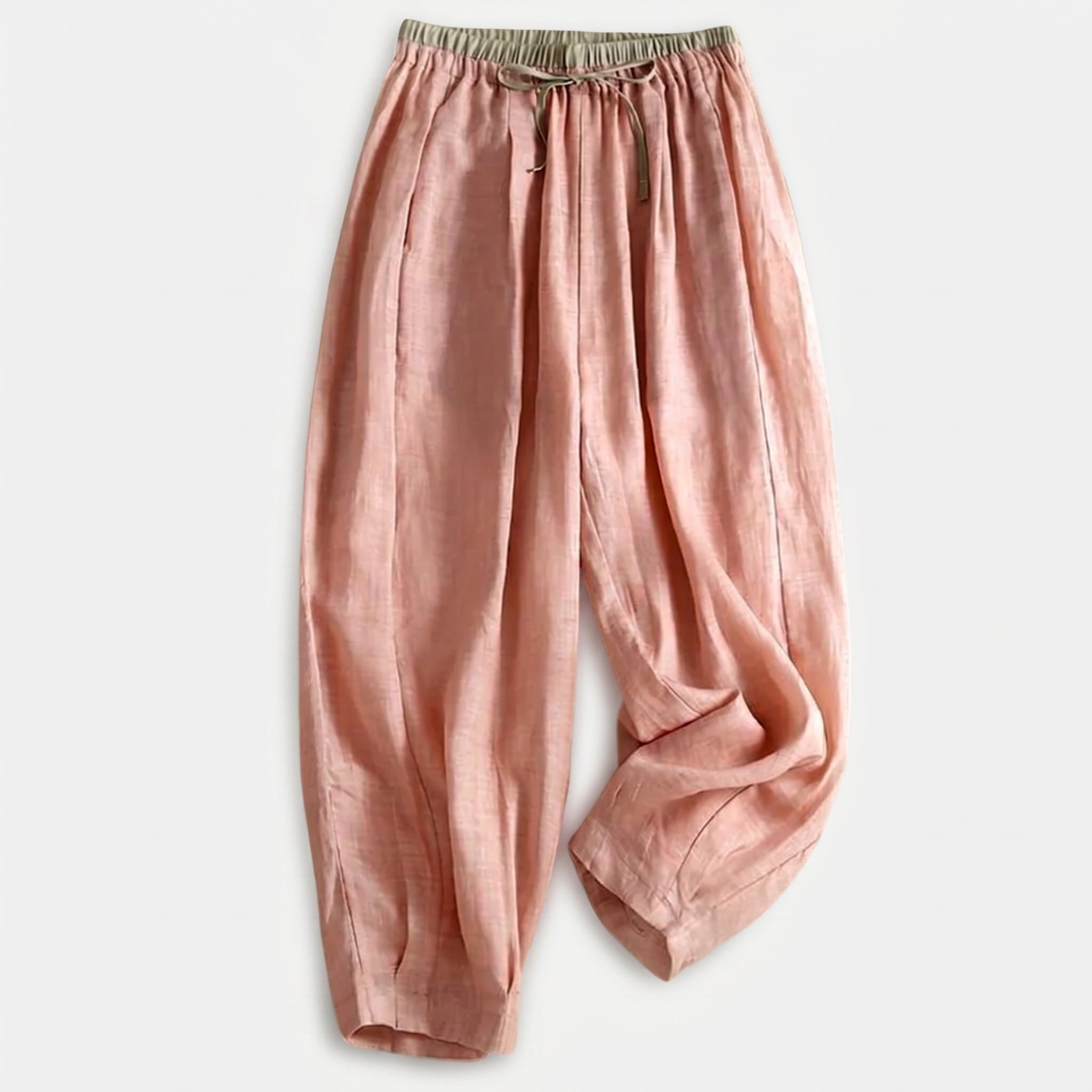 Women's Linen Drawstring Waist Wide Leg Trousers
