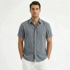 Men's Cotton-Linen Short Sleeve Shirt