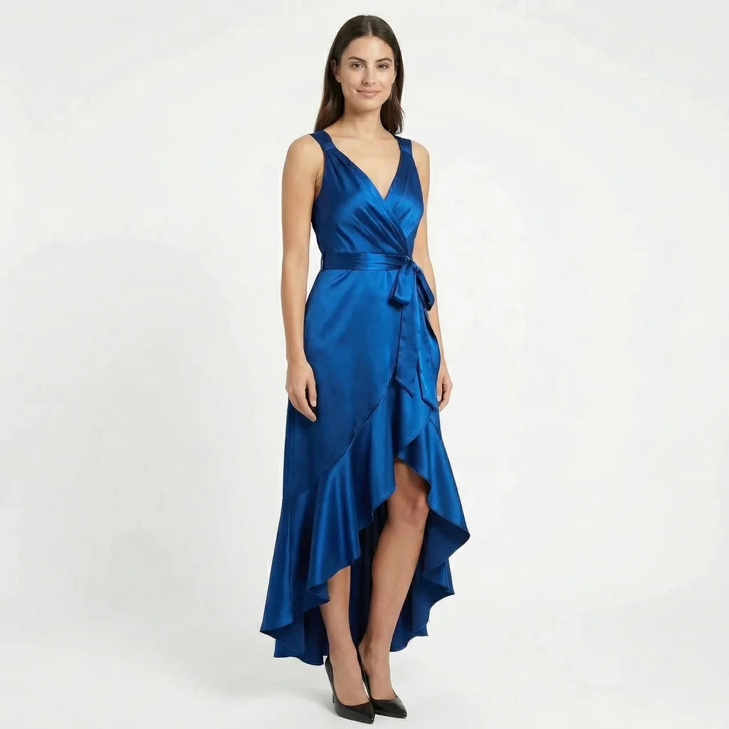 Women's Elegant Sleeveless Wrap Midi Dress