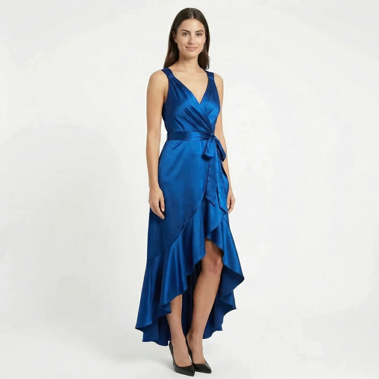 Women's Elegant Sleeveless Wrap Midi Dress