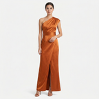 Women's One-Shoulder Maxi Evening Dress -  Asymmetric Neckline