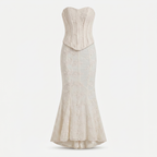 Women's Strapless Lace Corset Maxi Dress