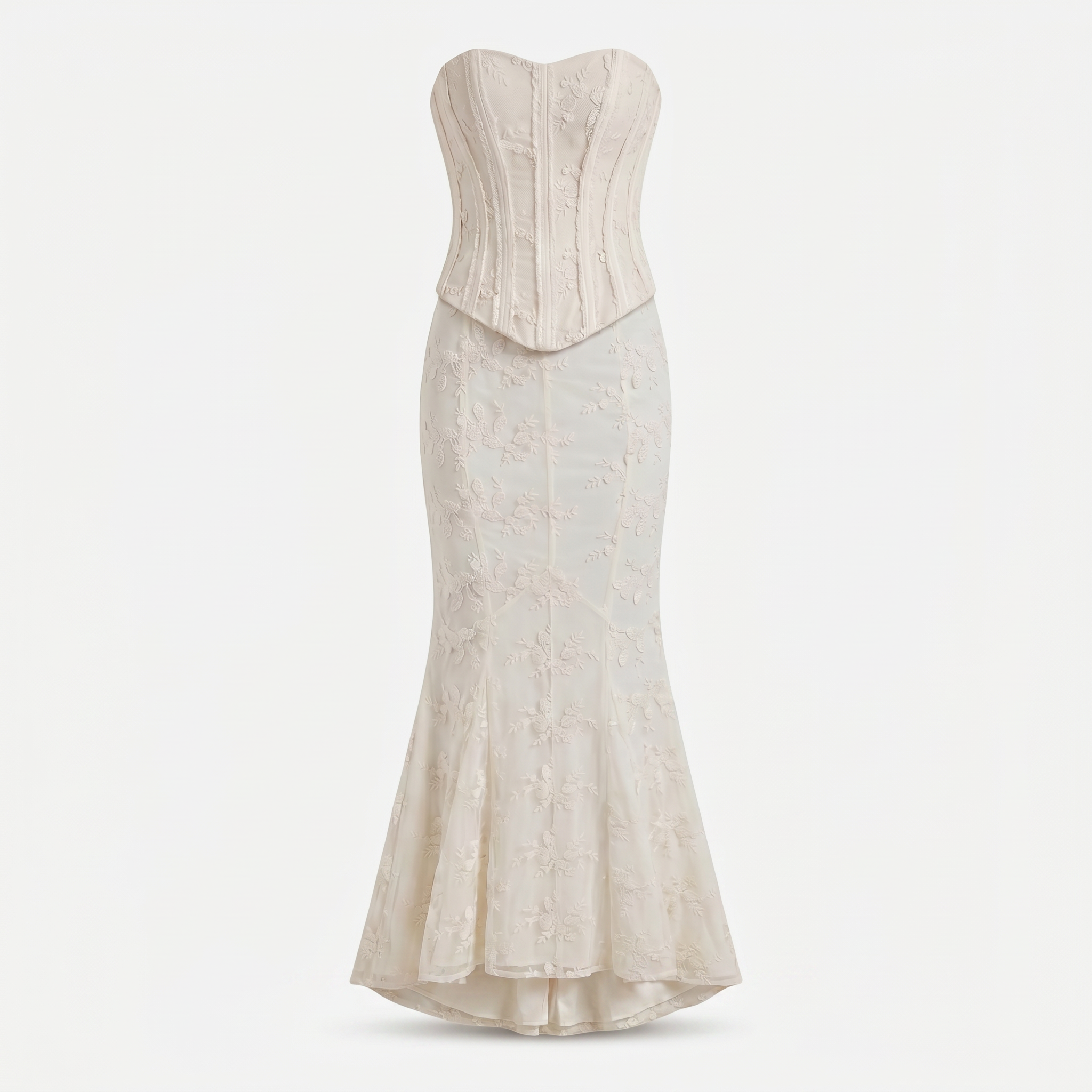 Women's Strapless Lace Corset Maxi Dress