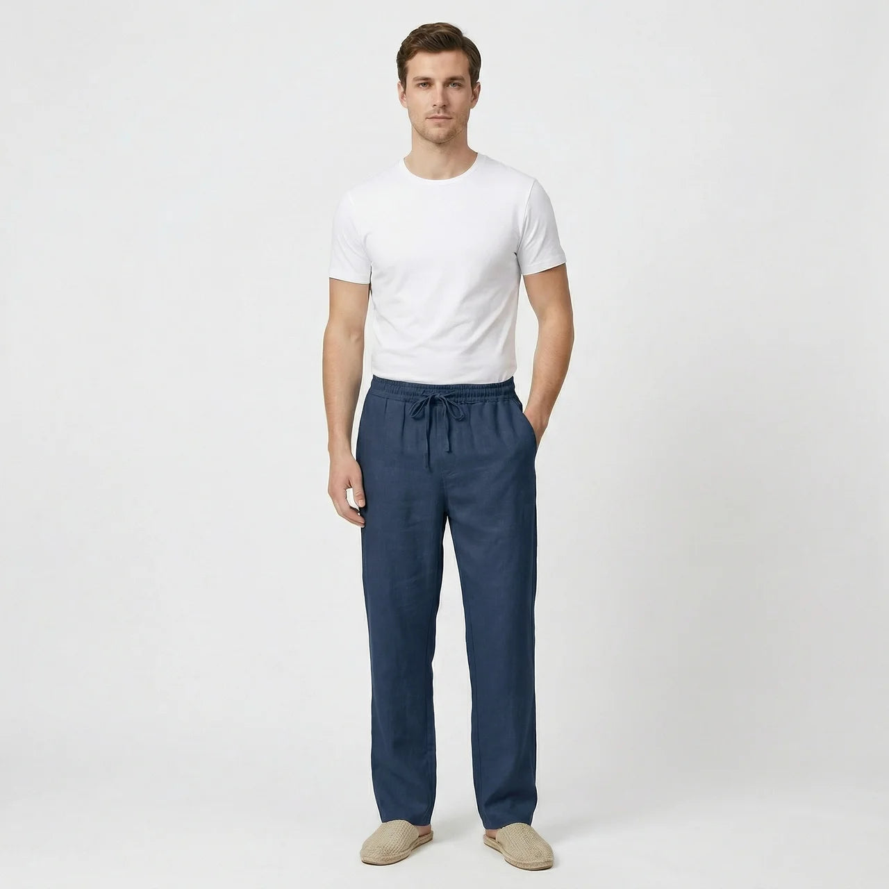 Birchbourne - Men’s Linen Elastic Waist Wide Leg Pants